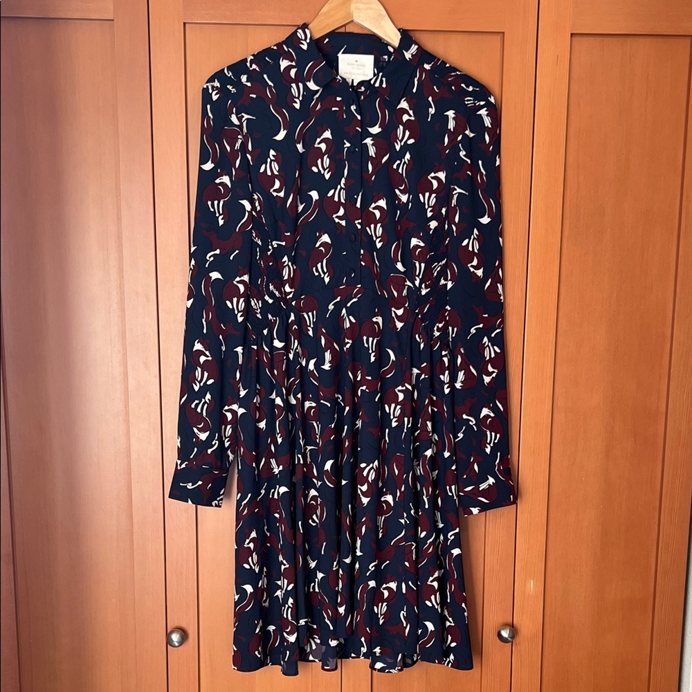 Kate Spade Fox Pattern Navy Dress